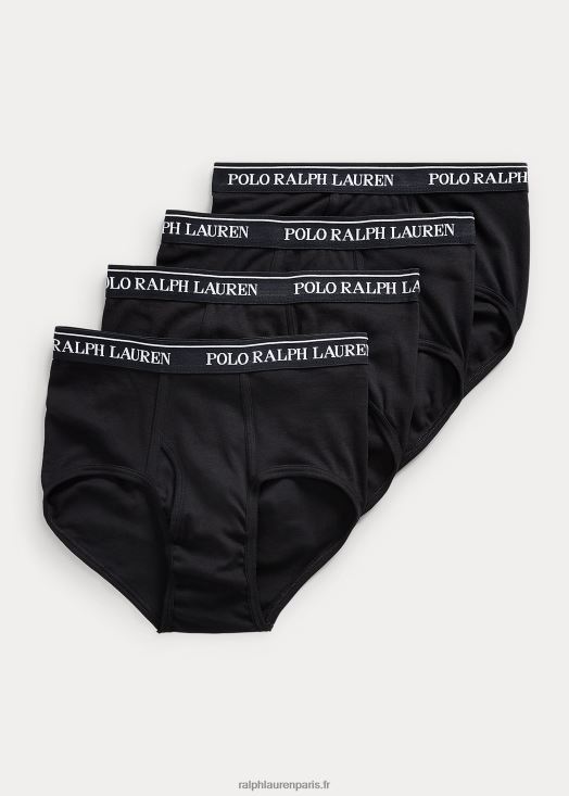 lot de 4 slips en coton 46T60T8663 Hommes Ralph Lauren noir