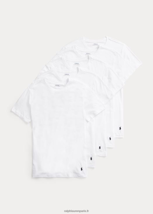 lot de 5 maillots de corps à col ras du cou slim en coton 46T60T8547 Hommes Ralph Lauren blanc