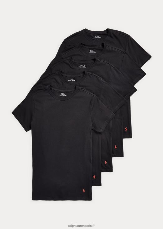 lot de 5 maillots de corps à col ras du cou slim en coton 46T60T8548 Hommes Ralph Lauren noir