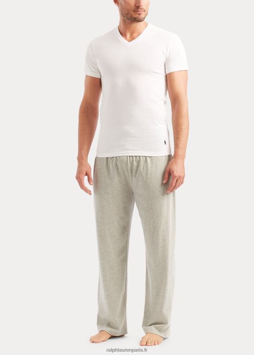 lot de 5 maillots de corps slim col v en coton 46T60T260 Hommes Ralph Lauren blanc