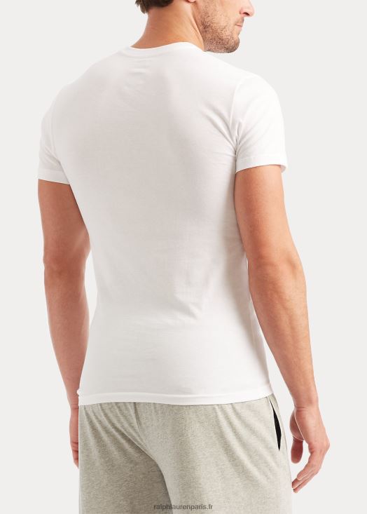 lot de 5 maillots de corps slim col v en coton 46T60T260 Hommes Ralph Lauren blanc