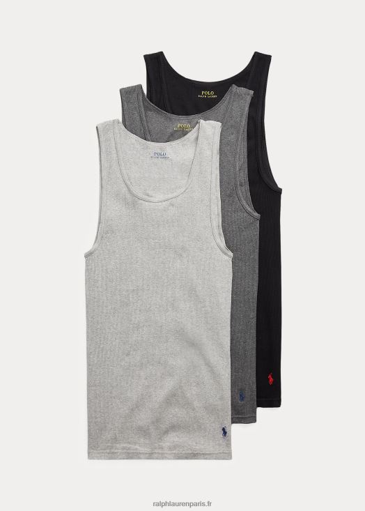 pack de 3 débardeurs classiques à effet mèche 46T60T219 Hommes Ralph Lauren gris assorti