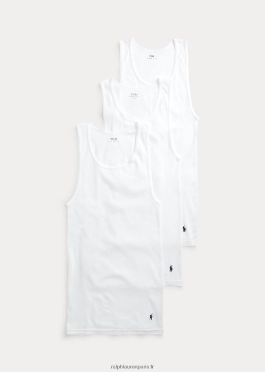 pack de 3 débardeurs classiques à effet mèche 46T60T220 Hommes Ralph Lauren blanc