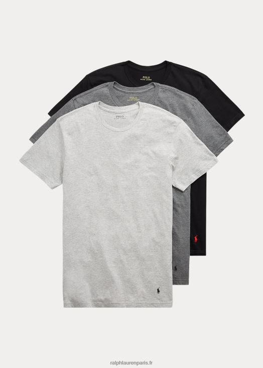 pack de 3 sous-vêtements ras du cou classiques à effet mèche 46T60T224 Hommes Ralph Lauren gris assorti