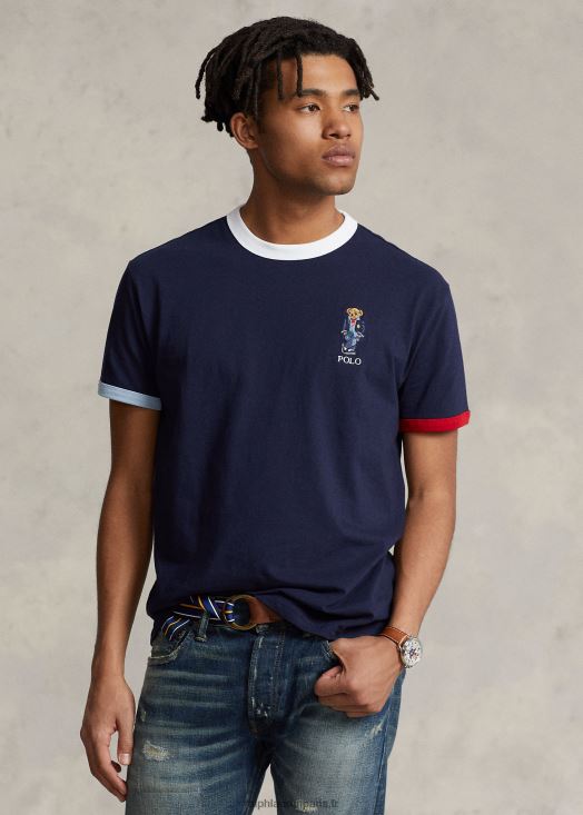 t-shirt ajusté en jersey polo ours personnalisé 46T60T323 Hommes Ralph Lauren croisière marine régate