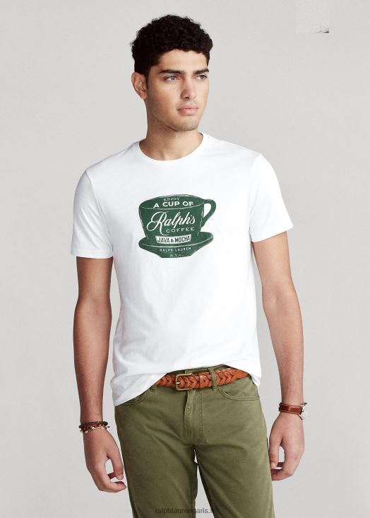 t-shirt café coupe slim personnalisé 46T60T901 Hommes Ralph Lauren classique oxford blanc
