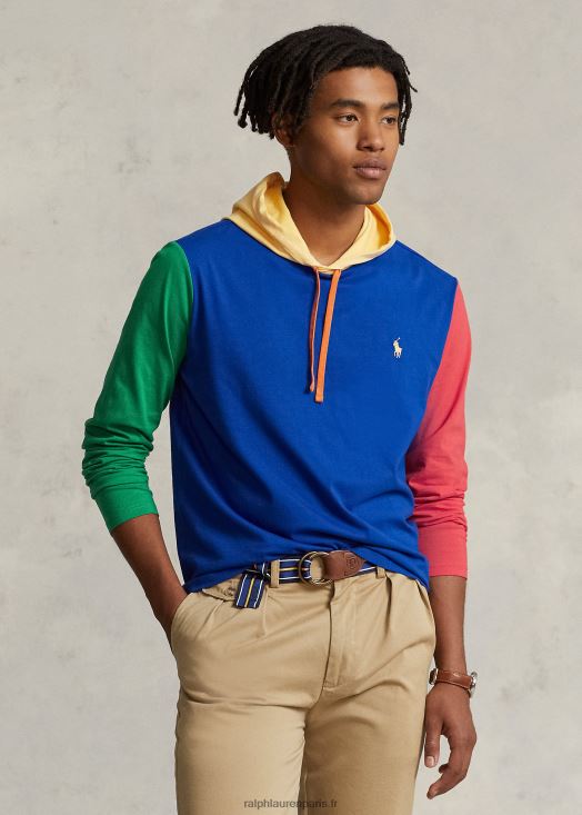 t-shirt à capuche en jersey color-block 46T60T636 Hommes Ralph Lauren étoile saphir multi
