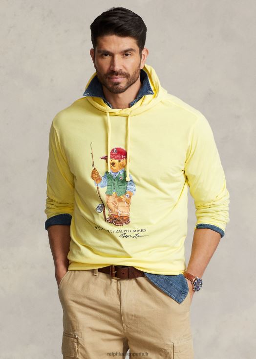 t-shirt à capuche en jersey polo bear 46T60T1426 Hommes Ralph Lauren ours pêcheur jaune