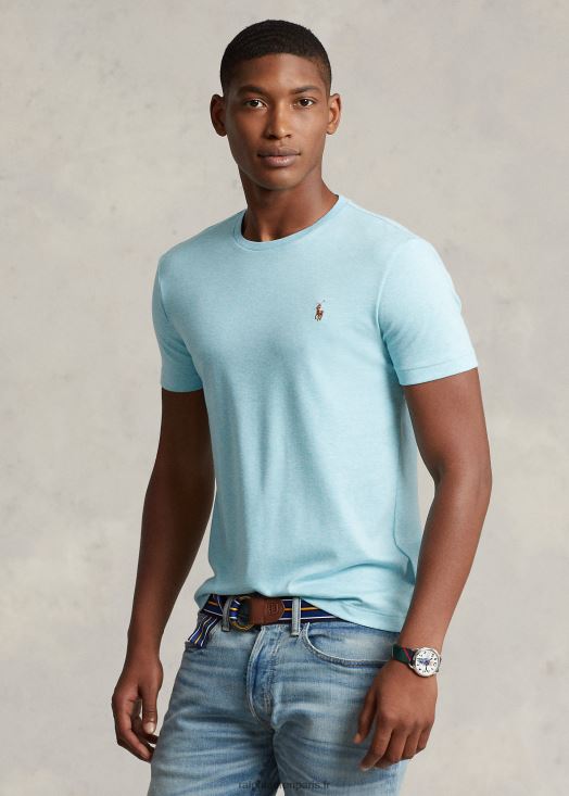 t-shirt à col rond en coton doux coupe classique 46T60T1275 Hommes Ralph Lauren montre colline bleu chiné