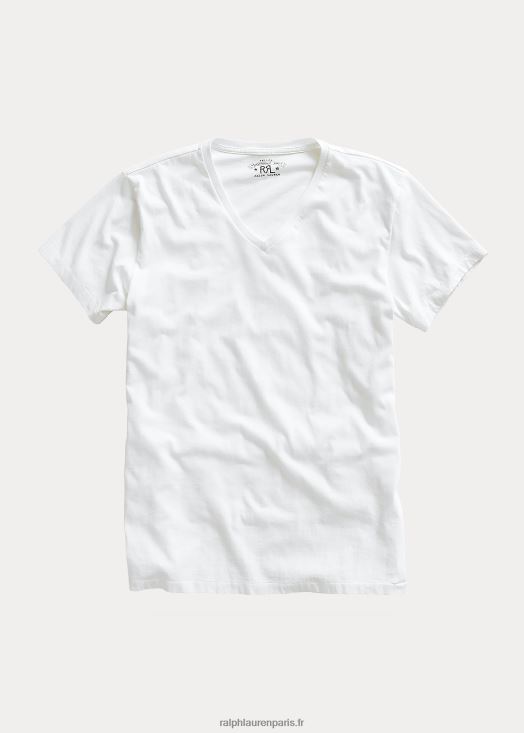 t-shirt col v en jersey 46T60T1690 Hommes Ralph Lauren blanc