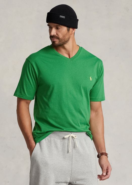 t-shirt col v en jersey 46T60T1848 Hommes Ralph Lauren vert optique