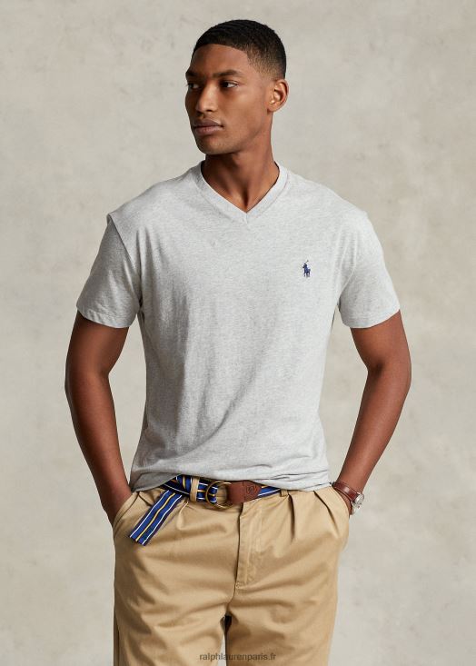 t-shirt col v en jersey coupe classique 46T60T205 Hommes Ralph Lauren taylor bruyère