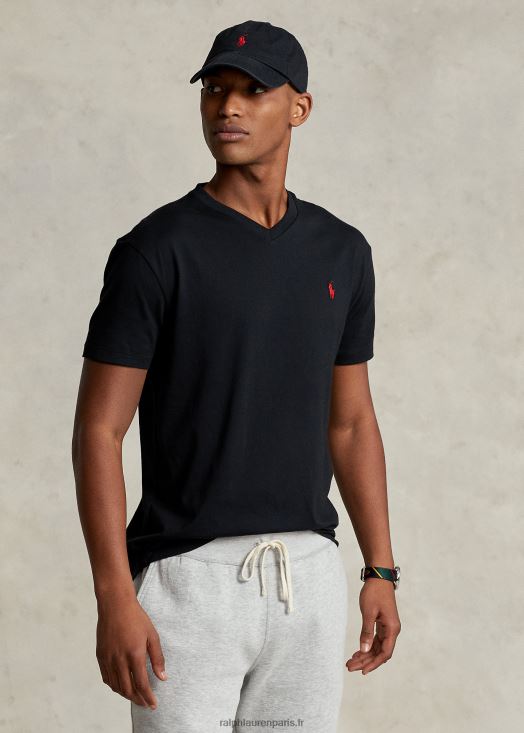 t-shirt col v en jersey coupe classique 46T60T207 Hommes Ralph Lauren rl noir