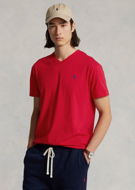 t-shirt col v en jersey coupe classique 46T60T210 Hommes Ralph Lauren rl 2000 rouge