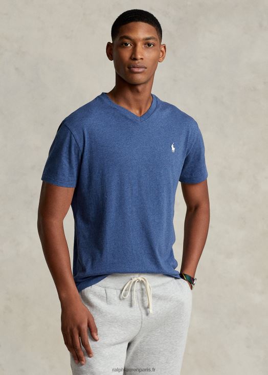 t-shirt col v en jersey coupe classique 46T60T213 Hommes Ralph Lauren derby bleu chiné