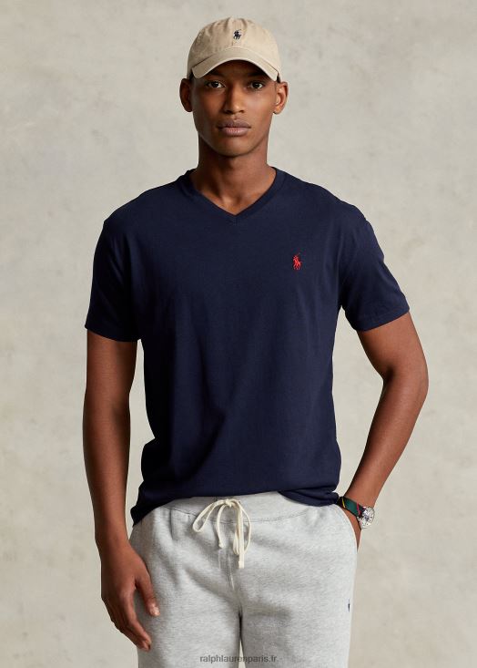 t-shirt col v en jersey coupe classique 46T60T215 Hommes Ralph Lauren encrer