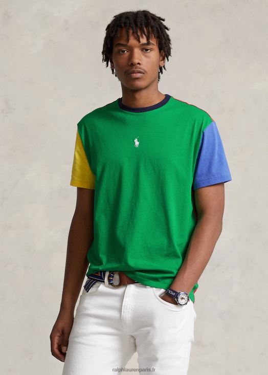 t-shirt à coupe classique en jersey color-block 46T60T8378 Hommes Ralph Lauren tige multi