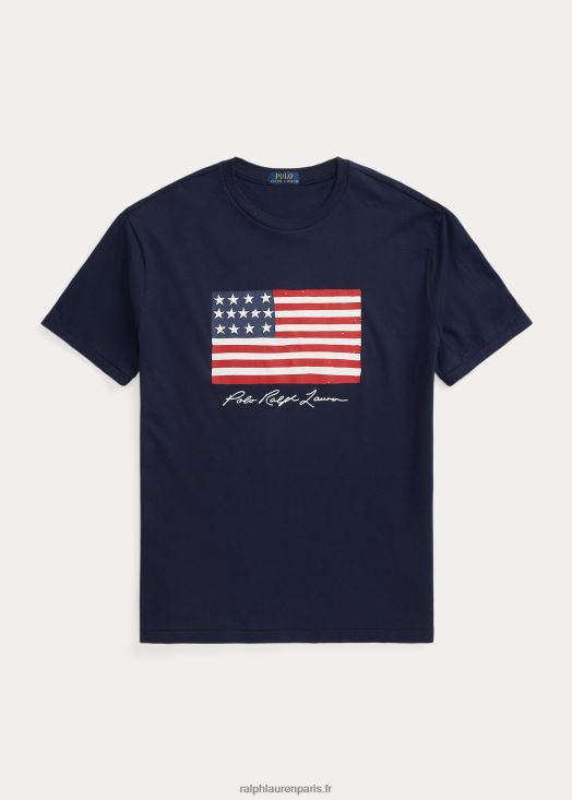 t-shirt coupe classique en jersey à drapeau 46T60T8543 Hommes Ralph Lauren marine de croisière
