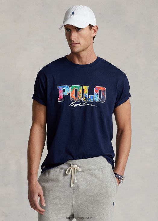 t-shirt coupe classique en jersey à logo 46T60T387 Hommes Ralph Lauren marine de croisière