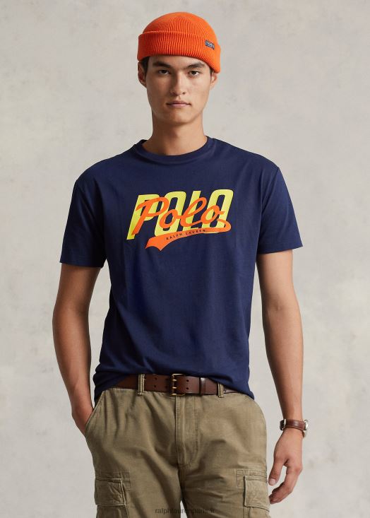 t-shirt coupe classique en jersey à logo empilé 46T60T1057 Hommes Ralph Lauren marine de croisière