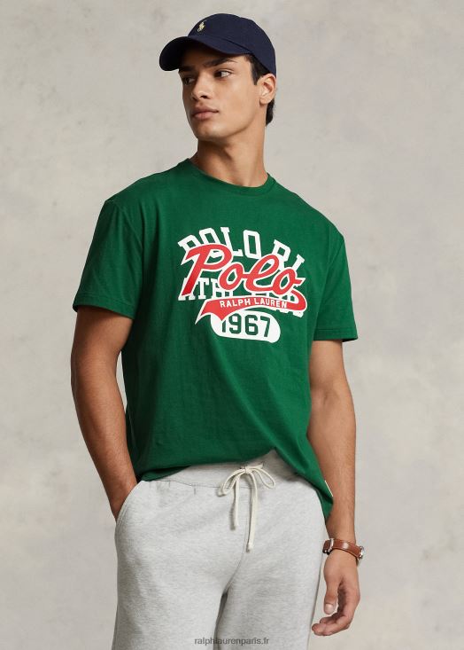 t-shirt coupe classique en jersey à logo empilé 46T60T335 Hommes Ralph Lauren nouvelle forêt