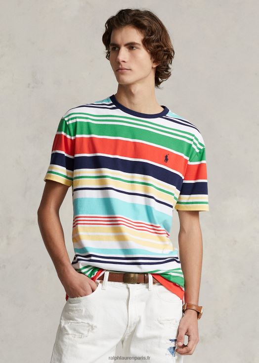 t-shirt coupe classique en jersey rayé 46T60T322 Hommes Ralph Lauren multicolore blanc