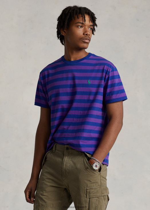 t-shirt coupe classique en jersey rayé 46T60T377 Hommes Ralph Lauren cactus violet