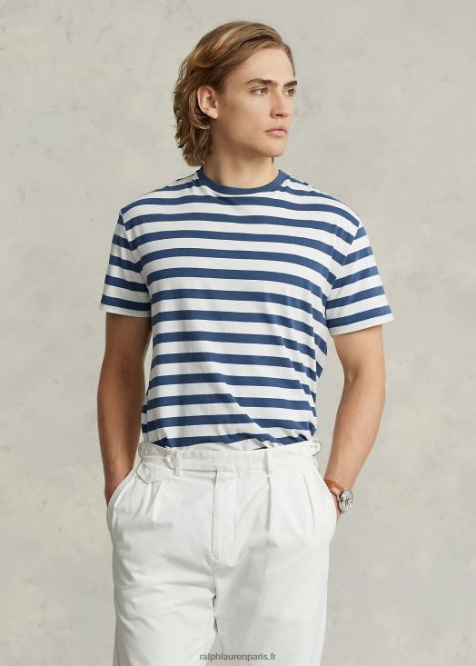 t-shirt coupe classique en jersey rayé 46T60T389 Hommes Ralph Lauren nevis/clancy bleu