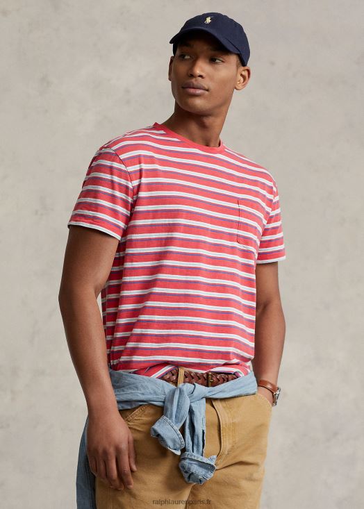 t-shirt coupe classique en jersey rayé 46T60T764 Hommes Ralph Lauren multi tribord rouge