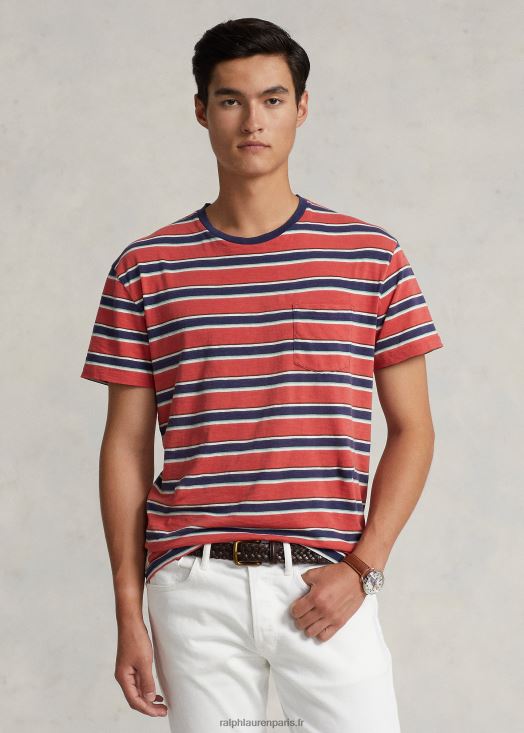 t-shirt coupe classique en jersey rayé 46T60T8448 Hommes Ralph Lauren poteau rouge multi