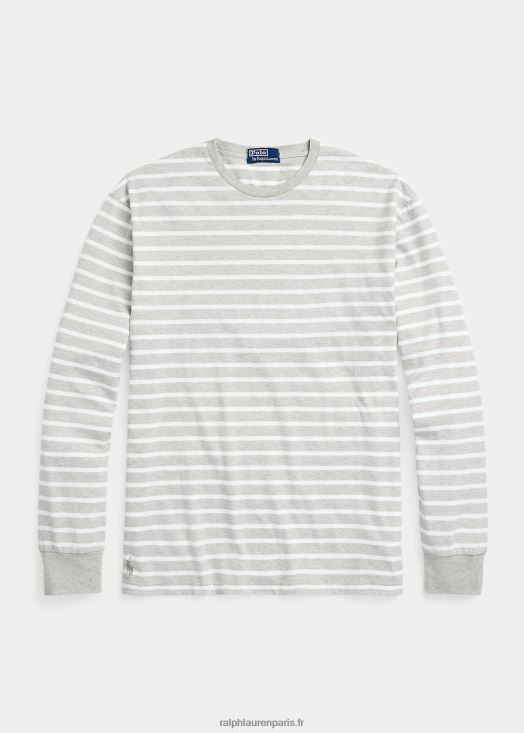 t-shirt coupe classique en jersey rayé 46T60T846 Hommes Ralph Lauren bruyère printanière/blanc