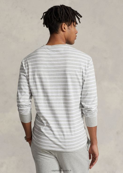 t-shirt coupe classique en jersey rayé 46T60T846 Hommes Ralph Lauren bruyère printanière/blanc
