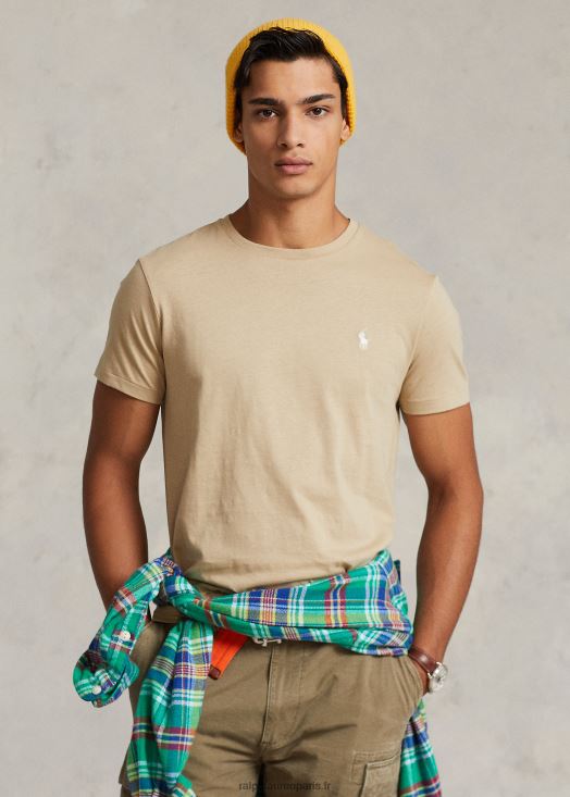 t-shirt en jersey à col ras du cou-toutes coupes 46T60T157 Hommes Ralph Lauren beige côtier