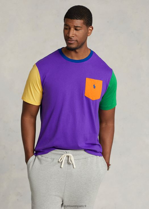 t-shirt en jersey colour-block 46T60T1527 Hommes Ralph Lauren multicolore violet