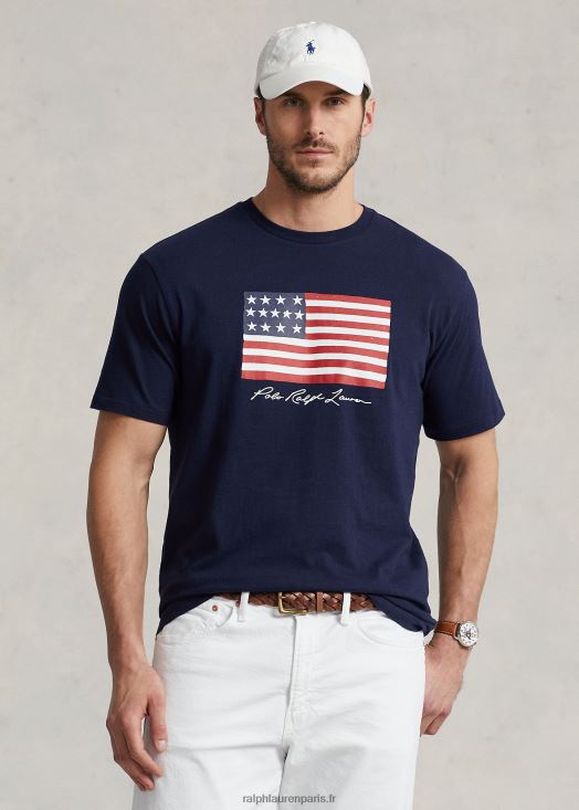 t-shirt en jersey à drapeau 46T60T1465 Hommes Ralph Lauren marine de croisière