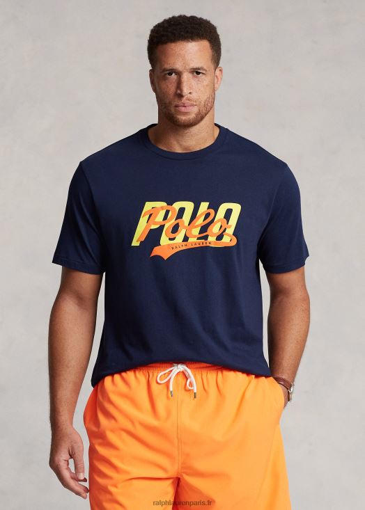 t-shirt en jersey à logo empilé 46T60T1427 Hommes Ralph Lauren marine de croisière