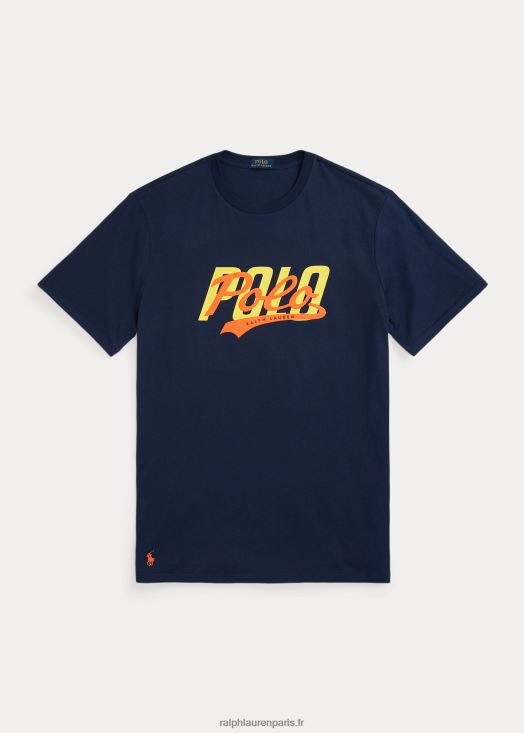 t-shirt en jersey à logo empilé 46T60T1427 Hommes Ralph Lauren marine de croisière