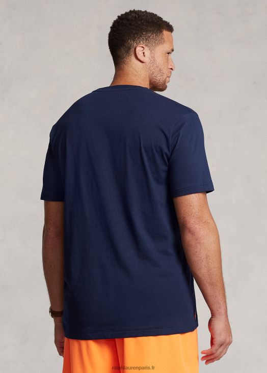 t-shirt en jersey à logo empilé 46T60T1427 Hommes Ralph Lauren marine de croisière