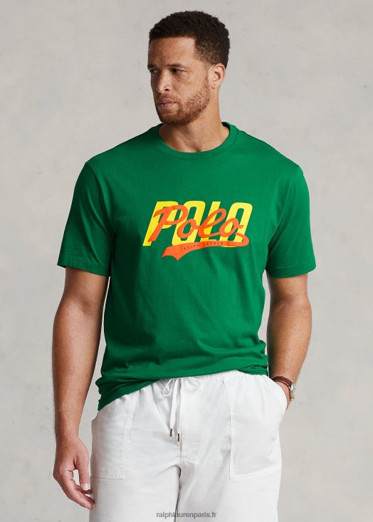 t-shirt en jersey à logo empilé 46T60T1428 Hommes Ralph Lauren vert primaire