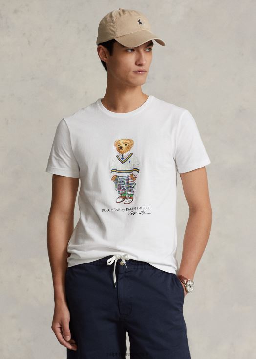 t-shirt en jersey polo bear coupe classique 46T60T522 Hommes Ralph Lauren ours hampton blanc de préparation