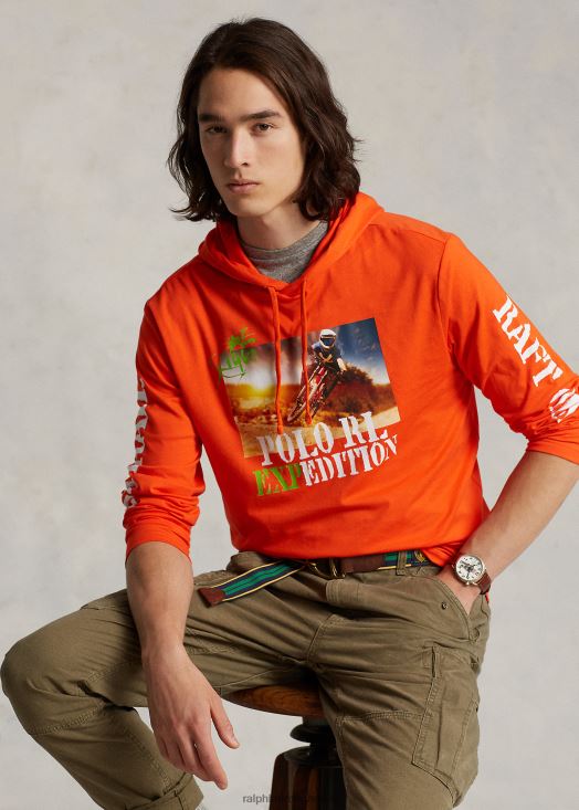 t-shirt graphique à capuche en jersey 46T60T8495 Hommes Ralph Lauren orange actif