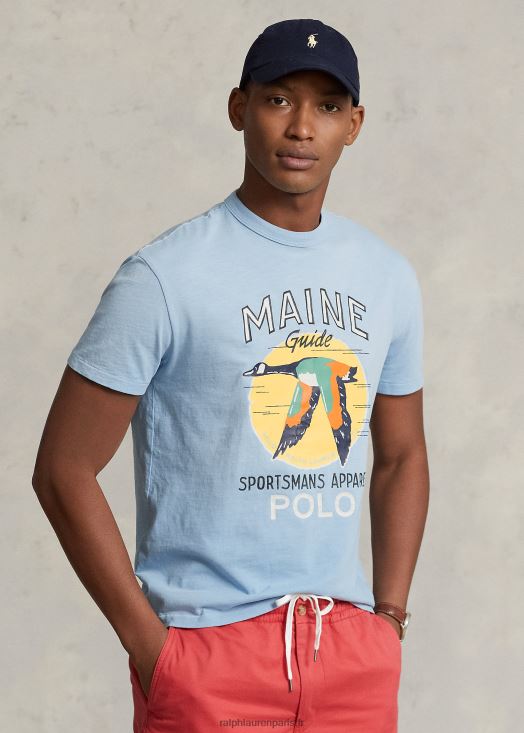 t-shirt graphique en jersey coupe classique 46T60T221 Hommes Ralph Lauren bleu caroline