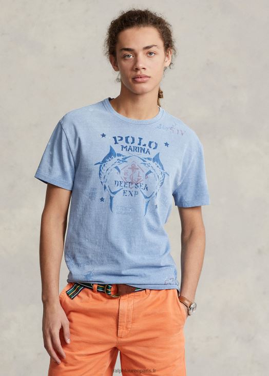 t-shirt graphique en jersey coupe classique 46T60T327 Hommes Ralph Lauren canal bleu
