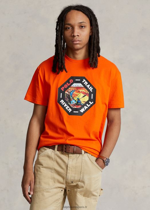 t-shirt graphique en jersey coupe classique 46T60T686 Hommes Ralph Lauren voile orange