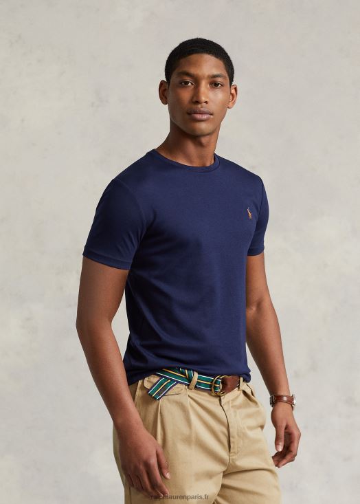 t-shirt personnalisé en coton doux coupe slim 46T60T533 Hommes Ralph Lauren marine raffinée