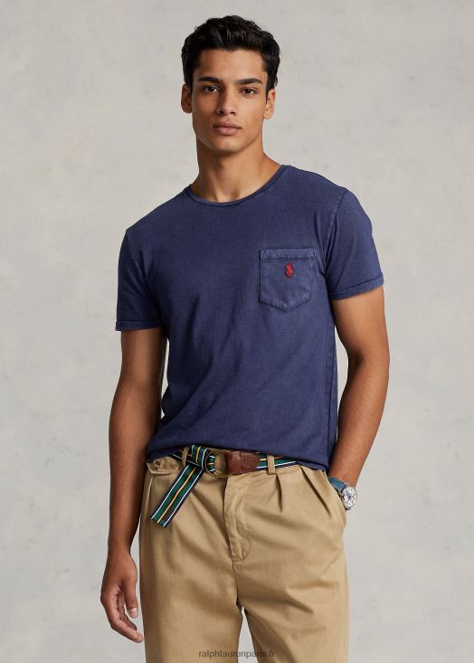 t-shirt personnalisé à poche en jersey coupe slim 46T60T311 Hommes Ralph Lauren marine de croisière