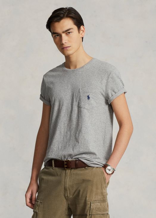 t-shirt personnalisé à poche en jersey coupe slim 46T60T315 Hommes Ralph Lauren bruyère vintage sombre