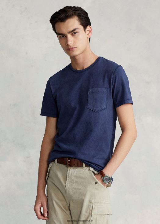 t-shirt personnalisé à poche en jersey coupe slim 46T60T345 Hommes Ralph Lauren marine de croisière