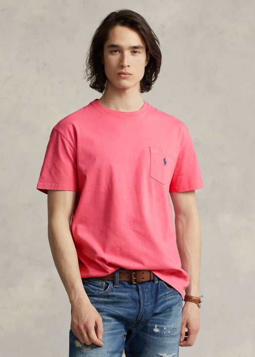 t-shirt à poche en coton et lin coupe classique 46T60T8560 Hommes Ralph Lauren ciel rouge