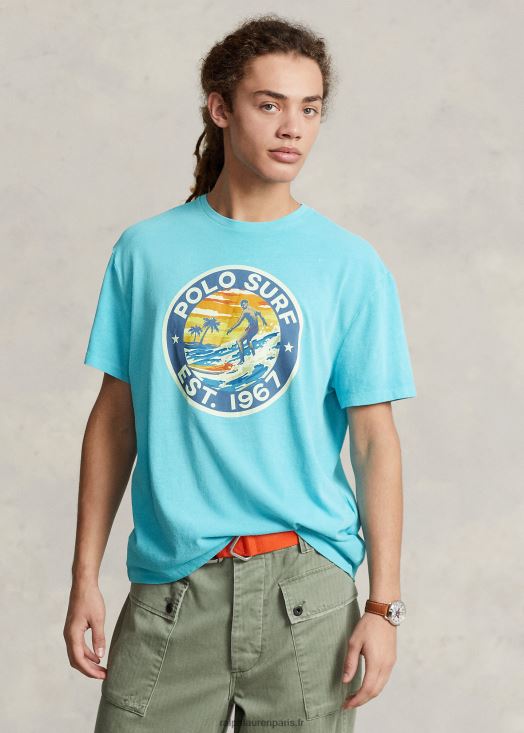 t-shirt polo coupe classique 46T60T753 Hommes Ralph Lauren turquoise parfaite